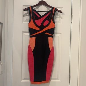 Herve Leger inspired Multi-colored bandage dress